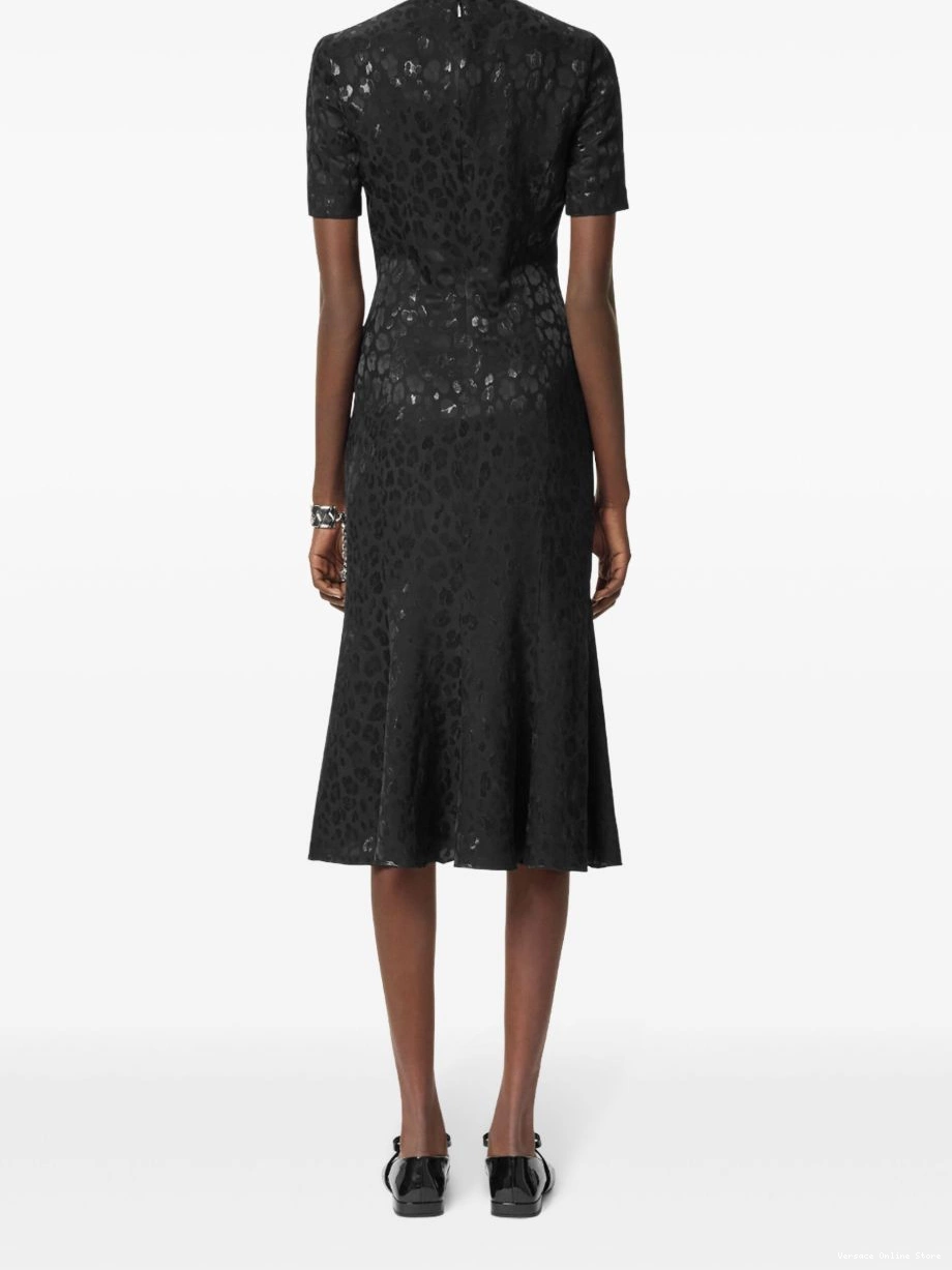 Affordable leopard-jacquard dress Lavalliere Versace midi Women 0421